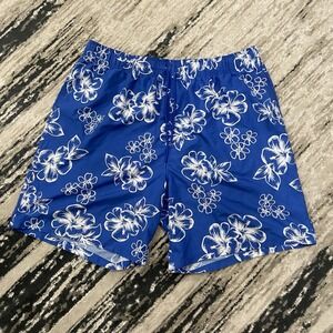 KS ISLAND 10" SWIM TRUKS, SIZE 4XL Blue White Floral READ